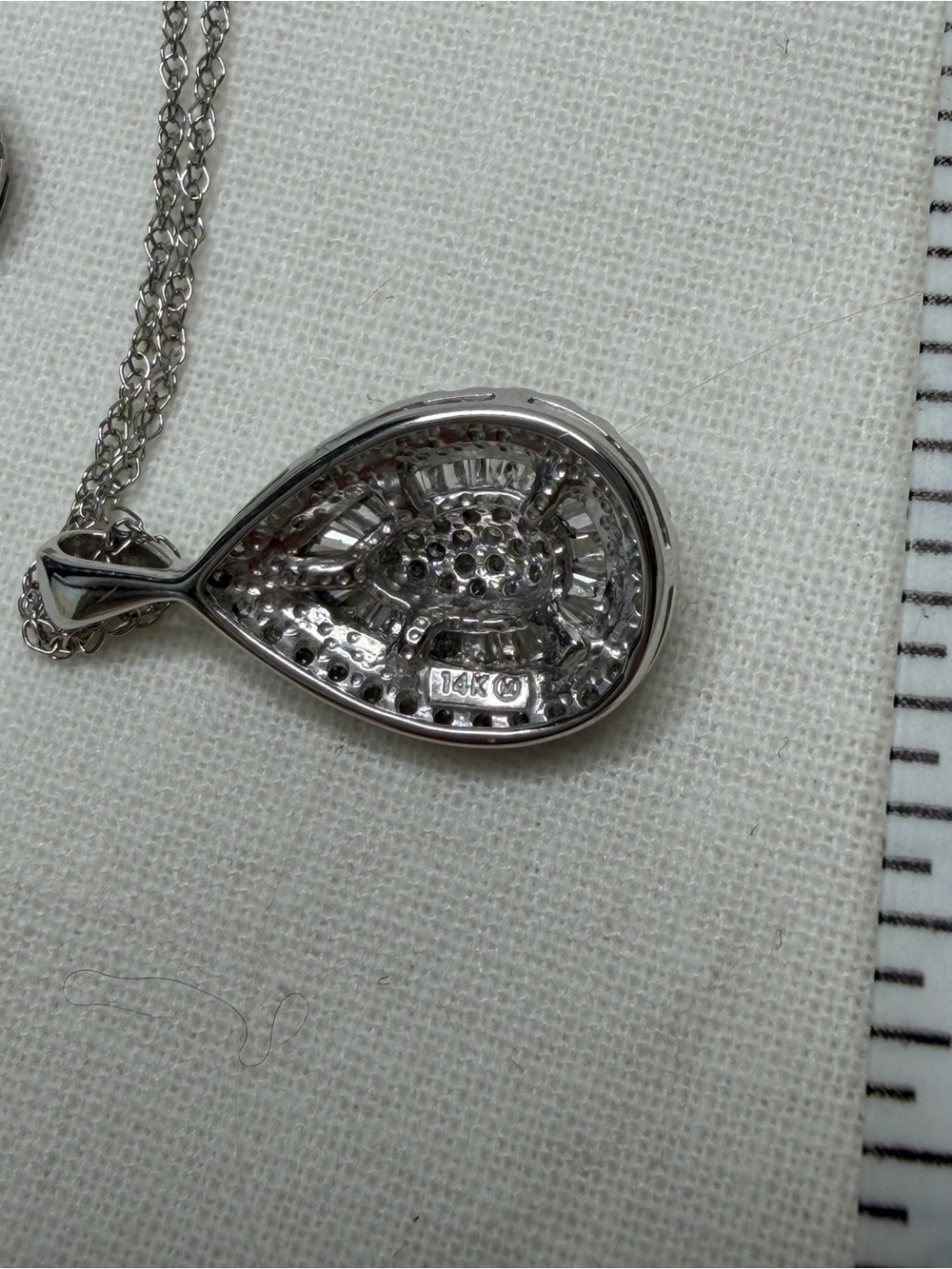 14K Teardrop CZ Pendant + Earrings - Picture 3 of 5